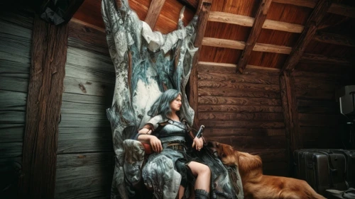 wood angels,witch house,shamanic,totem pole,cowhide,totem,druids,multiple exposure,shamanism,carcass,tamaskan dog,wolves,photo session in torn clothes,werewolves,log home,bodypainting,chasm,staves,conceptual photography,thrones,Common,Common,Film