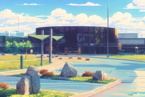 euphonium,studio ghibli,suburb,school design,aqua studio,train station,equestrian center,himuto,aomoriya,aurora village,kinomichi,roundabout,beautiful buildings,space port,elementary,baseball park,arena,evangelion eva 00 unit,baseball stadium,shopping mall,Common,Common,Japanese Manga