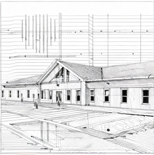 locomotive roundhouse,barograph,technical drawing,sheet drawing,ventilation grid,pencil lines,house drawing,freight depot,frame drawing,railroad station,locomotive shed,entablature,train depot,architect plan,pumping station,printing house,industrial hall,conductor tracks,naval architecture,power station