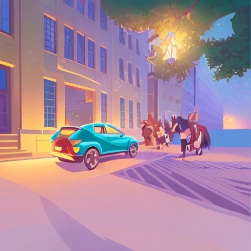 street scene,game illustration,ghost car rally,mercedes glc,mobile video game vector background,city car,carsharing,musical background,bremen town musicians,small car,background vector,valet,night scene,smartcar,parking place,cartoon video game background,volkswagen new beetle,volkswagen beetle,car service,car hop,Game&Anime,Doodle,Fairy Tale Illustrations