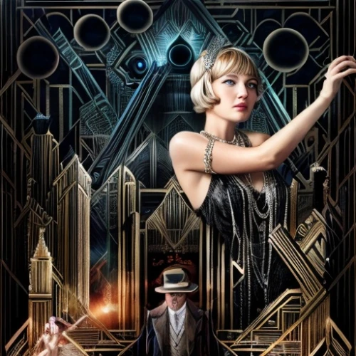 great gatsby,roaring twenties couple,roaring twenties,gatsby,roaring 20's,clue and white,art deco,art deco woman,art deco background,film poster,a3 poster,flapper couple,flapper,transistor,poster,art deco frame,mystery book cover,cabaret,play escape game live and win,1920's retro,Common,Common,Photography