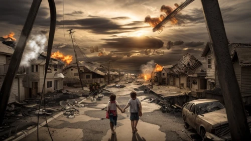 photo manipulation,apocalyptic,burning man,apocalypse,post apocalyptic,post-apocalypse,photomanipulation,wonder woman city,the end of the world,eastern ukraine,post-apocalyptic landscape,destroyed city,end of the world,angels of the apocalypse,doomsday,photomontage,scythe,fire eaters,insurgent,city in flames