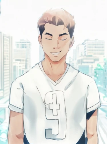 volleyball player,ishigaki,asahi,undershirt,baseball player,volleyball,sports uniform,mako,sleeveless shirt,football player,sports jersey,husband,anime boy,protect,baseball uniform,white clothing,matsuno,oyaki,a smile,kinomichi,Common,Common,Japanese Manga