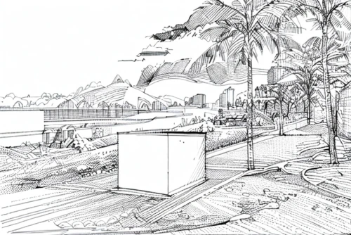 beach huts,camera illustration,beach furniture,concept art,beach hut,hand-drawn illustration,artificial island,dugout,landscape plan,garden buildings,floating huts,coastal protection,landscape design sydney,seaside resort,coconut water bottling plant,wastewater treatment,cube stilt houses,illustrations,mono-line line art,coconut water concentrate plant