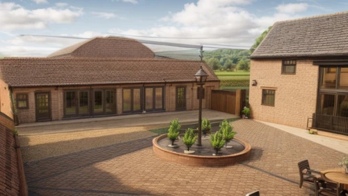 garden buildings,new housing development,3d rendering,slate roof,roof terrace,straw roofing,courtyard,stables,country estate,housebuilding,kitchen garden,timber framed building,dandelion hall,eco-construction,roof garden,elizabethan manor house,timber house,country cottage,tixall gateway,peat house