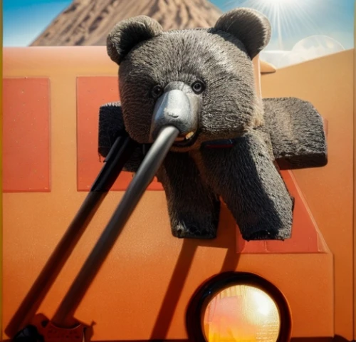 desert safari,travel trailer poster,scandia bear,koala,3d teddy,wind-up toy,pachyderm,elephant ride,koala bear,toy photos,rear-view mirror,bear guardian,children's ride,binoculars,capture desert,riding toy,koalas,digital compositing,the bears,bear teddy,Common,Common,Photography