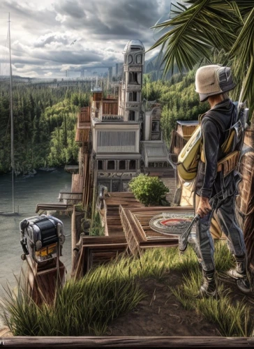 adventurer,fantasy picture,fisherman,traveler,world digital painting,travelers,casting (fishing),fishing float,fishing,the wanderer,nomad life,fishing classes,explorer,steampunk,monkey island,fishermen,kakashi hatake,cg artwork,gondolier,game illustration,Common,Common,Natural