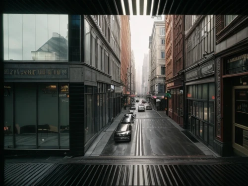 store fronts,blind alley,alleyway,lubitel 2,greystreet,thoroughfare,laneway,passage,alley,urban landscape,narrow street,new york streets,old linden alley,digital compositing,vanishing point,tram road,city corner,glass facades,broadway,storefront,Common,Common,Film