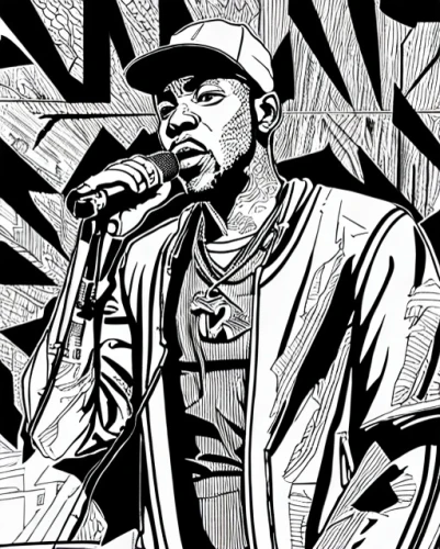 kendrick lamar,vector illustration,hip-hop,hip hop music,hiphop,hip hop,rapper,rap,vector art,coloring page,rapping,vector graphic,orator,ice cube,hand-drawn illustration,oakland,novelist,mic,bars,vector image,Art sketch,Art sketch,Comic