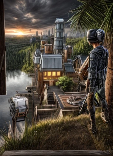 industrial landscape,post apocalyptic,sci fiction illustration,post-apocalyptic landscape,futuristic landscape,fantasy picture,world digital painting,digital compositing,game illustration,adventure game,concept art,action-adventure game,landscape background,powerplant,hdr,fallout4,background image,oil industry,chemical plant,pripyat,Common,Common,Natural