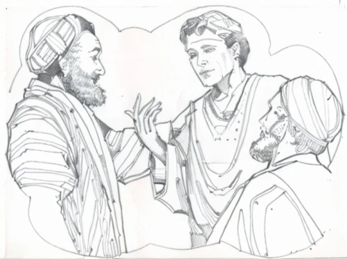 wise men,ibn tulun,hand-drawn illustration,male poses for drawing,dervishes,coloring page,from persian shah,conversation,vilgalys and moncalvo,shepherd romance,zoroastrian novruz,bedouin,sheikh,che guevara and fidel castro,the death of socrates,holbein,sultan ahmed,bridegroom,talking,hand-drawn