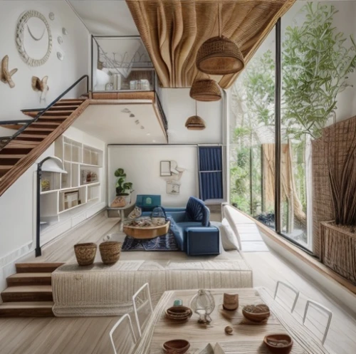 scandinavian style,wooden stairs,tree house,wooden house,home interior,beautiful home,mid century house,timber house,interior design,modern decor,interior modern design,loft,kitchen design,living room,smart home,archidaily,contemporary decor,inverted cottage,modern kitchen,danish house,Interior Design,Living room,Mediterranean,Balearic Style
