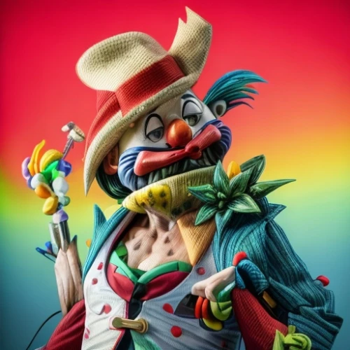 rodeo clown,horror clown,geppetto,harlequin,hatter,scary clown,clown,creepy clown,plasticine,pinocchio,scarecrow,juggler,jester,scandia gnome,ringmaster,street performer,uncle sam,black pete,basler fasnacht,bert,Common,Common,Natural