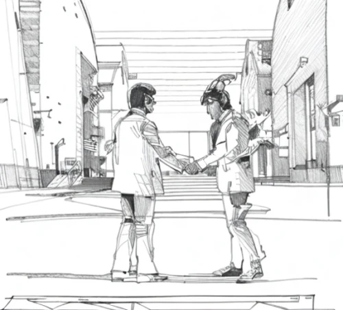 holding hands,hiyayakko,hold hands,handshaking,handshake,hands holding,pedestrian,pedestrians,hand in hand,mono-line line art,mono line art,a pedestrian,pedestrian crossing,crosswalk,camera illustration,shaking hands,walk,street scene,street plan,hand shake