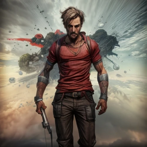 star-lord peter jason quill,renegade,glider pilot,game illustration,android game,mercenary,red arrow,game art,male character,pilot,gale,mobile video game vector background,man holding gun and light,shooter game,cg artwork,konstantin bow,action hero,action-adventure game,colt,pirate,Common,Common,Natural