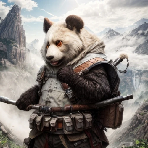 nordic bear,bear guardian,mountain guide,cub,white bear,adventurer,eskimo,chinese panda,goki,bear,bohemian shepherd,giant panda,great bear,formosan mountain dog,panda,east-european shepherd,heroic fantasy,polar,pyrenean shepherd,raccoon dog,Common,Common,Natural