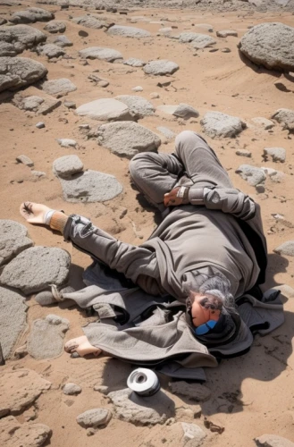 archaeological dig,beached,geologist,massage stones,nasca plateau,balanced boulder,balanced pebbles,mobile sundial,stream bed,head stuck in the sand,archaeology,archeology,geological phenomenon,planking,fossil beds,sleeping bag,fossil dunes,geology,in situ,sleeping pad,Common,Common,Fashion