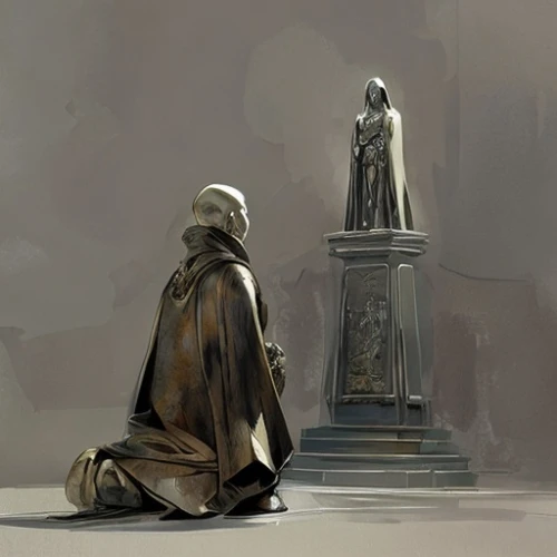 the statue,statues,cloak,monks,statue,monuments,statue jesus,pietà,imperial coat,pedestal,the throne,hall of the fallen,stone statues,concept art,throne,cg artwork,commemoration,calvary,the fallen,clergy