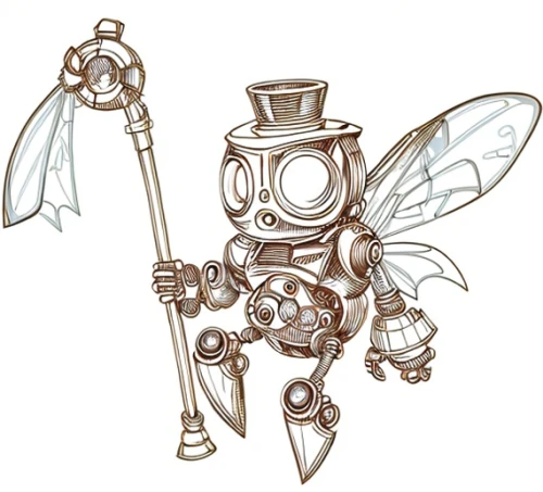 steampunk,drone bee,drawing bee,bombyx mori,artificial fly,watchmaker,jiminy cricket,fairy stand,minibot,clockmaker,flying machine,firefly,steampunk gears,beekeeper,clockwork,buggy,kite buggy,beekeeper plant,drawing pin,bumblebee fly,Design Sketch,Design Sketch,Hand-drawn Line Art