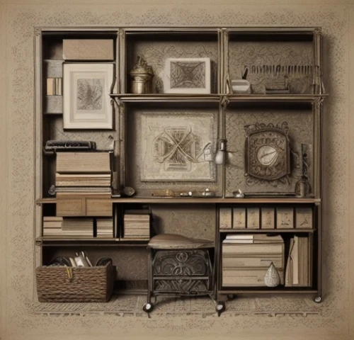 armoire,compartments,antique background,assemblage,music chest,chest of drawers,a drawer,bookcase,cupboard,cabinet,dresser,antiquariat,bookshelf,sideboard,antique furniture,book antique,cabinets,cabinetry,bookshelves,shadowbox,Commercial Space,Working Space,Vintage