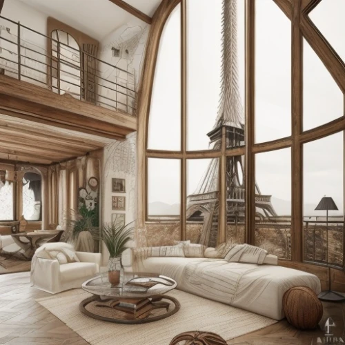 penthouse apartment,loft,paris balcony,houseboat,attic,chalet,tree house hotel,sky apartment,cabin,roof domes,great room,wooden beams,inverted cottage,four-poster,wooden house,beautiful home,timber house,french windows,livingroom,home interior,Interior Design,Living room,Medieval,Spanish Vintage Charm