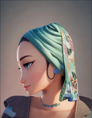 headscarf,beret,bonnet,elsa,rapunzel,beautiful bonnet,babushka doll,3d model,hijaber,arabian,babushka,laika,semi-profile,mulan,vanessa (butterfly),bandana,the hat-female,stylized,hijab,scarf,Common,Common,Cartoon