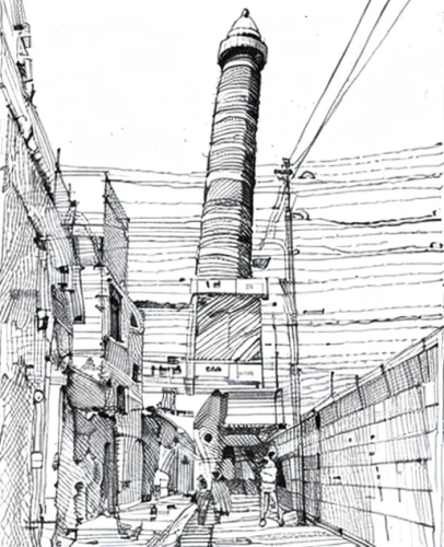 factory chimney,thermal power plant,power towers,power plant,lignite power plant,coal-fired power station,coal fired power plant,power station,powerplant,electric tower,industrial landscape,combined heat and power plant,smokestack,nuclear power plant,steel tower,cooling tower,industrial ruin,industry,mono-line line art,line drawing