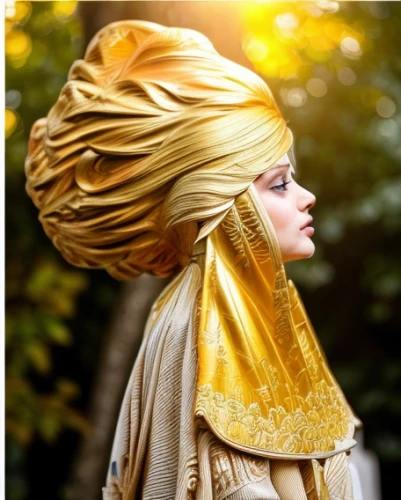 turban,gold foil crown,gold filigree,golden crown,golden weddings,headpiece,headdress,beautiful bonnet,gold crown,gold foil mermaid,indian headdress,indian bride,raw silk,golden color,yellow sun hat,the hat of the woman,gold lacquer,headscarf,golden yellow,golden mask,Light and shadow,Landscape,Autumn