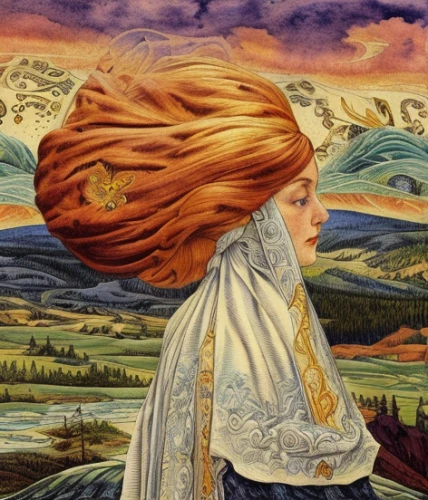 turban,woman praying,praying woman,little girl in wind,the hat of the woman,headscarf,girl with cloth,beautiful bonnet,woman of straw,shawl,tapestry,woman's hat,gypsy hair,orange robes,kundalini,bonnet,girl praying,persian poet,khokhloma painting,pachamama,Calligraphy,Illustration,Fantasy Illustrations