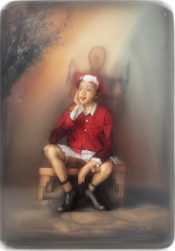 children's christmas photo shoot,digiscrap,child portrait,child is sitting,girl sitting,christmas pictures,bellboy,photo painting,portrait background,fairy tale character,st claus,children's background,antique background,image editing,vintage doll,image manipulation,christmas vintage,little red riding hood,lonely child,painter doll