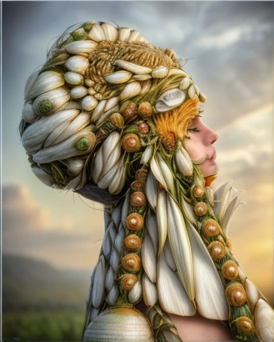 the hat of the woman,headdress,feather headdress,the hat-female,beautiful bonnet,woman's hat,kokoshnik,indian headdress,conical hat,headpiece,women's hat,ladies hat,womans seaside hat,celtic queen,girl in a wreath,woman of straw,mushroom hat,cloche hat,asian conical hat,turban,Realistic,Flower,Balsam