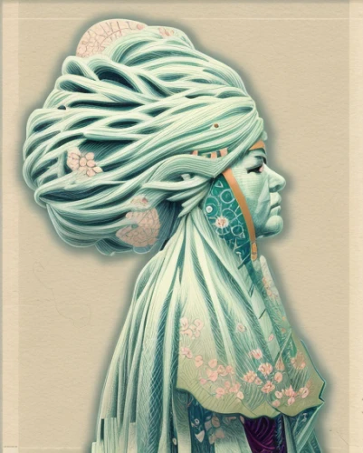 geisha girl,headscarf,geisha,turban,japanese woman,japanese art,babushka doll,cloth doll,beautiful bonnet,asian conical hat,junshan yinzhen,woman sculpture,artist's mannequin,watercolor women accessory,artist doll,victorian lady,suit of the snow maiden,japanese doll,pierrot,decorative figure,Calligraphy,Illustration,Scene Illustration