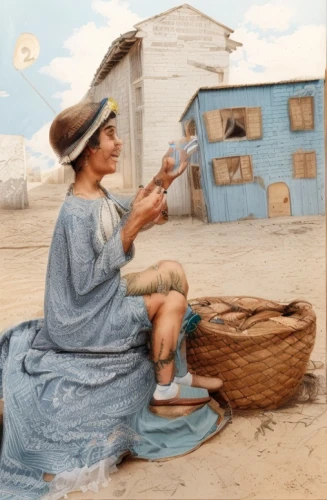 basket weaver,woman holding pie,basket maker,woman with ice-cream,girl with a wheel,woman of straw,woman at the well,woman playing,girl with bread-and-butter,laundress,knitting laundry,threshing,woman eating apple,charango,hatmaking,woman drinking coffee,knitting wool,peddler,knitting,basket weaving