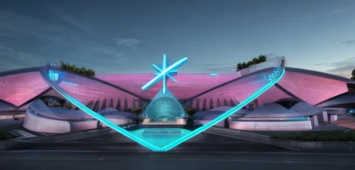 neon arrows,futuristic art museum,victory ship,futuristic architecture,alien ship,laser sword,tie-fighter,constellation swordfish,starship,neon sign,area 51,delta-wing,highway roundabout,interstellar bow wave,knight tent,electric gas station,neon human resources,space port,diamond lagoon,tie fighter,Architecture,General,Futurism,Futuristic 1