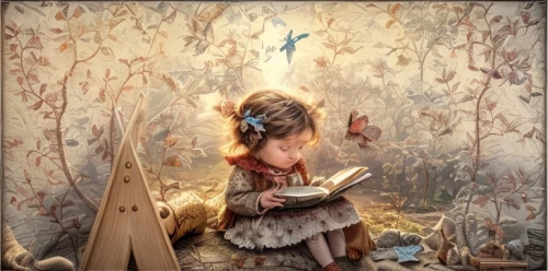 little girl reading,girl studying,harp player,child with a book,children's fairy tale,angel playing the harp,alice in wonderland,harpist,fairy tale character,fairy tales,faerie,fairytales,the little girl's room,woman playing,alice,celtic harp,fantasy art,fairy tale,mystical portrait of a girl,reading owl,Common,Common,Natural