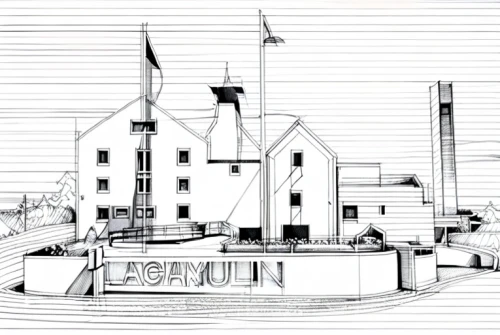 grain plant,mill,flour mill,brewery,salt mill,dutch mill,sawmill,old mill,network mill,boatyard,island church,post mill,pumping station,crown engine houses,star line art,paddle steamer,lightship,sheet drawing,hand-drawn illustration,coal-fired power station