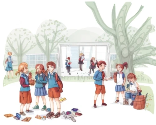 school children,sewing pattern girls,kids illustration,school items,children drawing,kindergarten,cd cover,children learning,school design,school start,preschool,a collection of short stories for children,book illustration,children's background,children studying,girl and boy outdoor,camera illustration,school clothes,greenhouse cover,forest workers