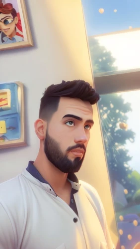 barber shop,pompadour,barber,male character,barbershop,miguel of coco,boy's room picture,retro diner,3d render,3d rendered,beard,3d albhabet,handsome guy,riad,stylized,car hop,artist portrait,color is changable in ps,pakistani boy,ramadan background,Common,Common,Cartoon