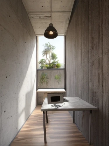concrete ceiling,exposed concrete,archidaily,daylighting,dunes house,writing desk,modern office,working space,dining table,conference room table,structural plaster,dining room table,corten steel,creative office,study room,conference table,tile kitchen,concrete construction,wall plaster,kitchen table,Commercial Space,Working Space,Mid-Century Cool