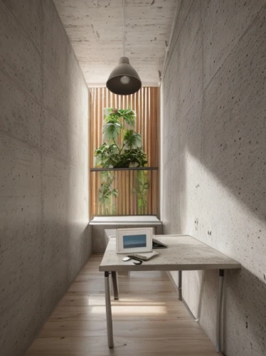 modern office,working space,concrete ceiling,creative office,daylighting,writing desk,archidaily,study room,exposed concrete,desk,wooden desk,office desk,apple desk,blur office background,assay office,offices,hallway space,consulting room,window blind,work space