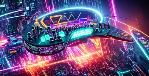 cyberpunk,futuristic,scifi,cyberspace,whirl,80's design,futuristic landscape,cyber,neon arrows,electric arc,sci - fi,sci-fi,neon human resources,warp,virtual world,cinema 4d,connected world,fantasy city,colorful city,wires,Common,Common,Game