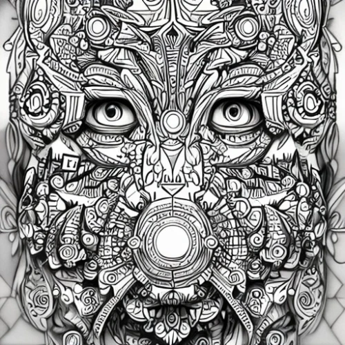 biomechanical,eyes line art,psychedelic art,third eye,owl mandala pattern,owl art,mandala drawing,mandala art,mandala illustrations,shamanic,all seeing eye,tribal masks,fractals art,mandala illustration,mandalas,intricate,coloring page,animal line art,shamanism,line art,Common,Common,Cartoon