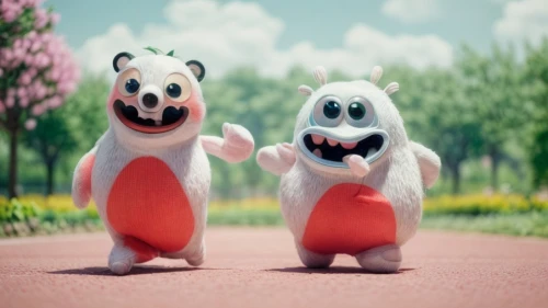 two running dogs,anthropomorphized animals,pandas,polar bear children,polar bears,cartoon forest,cartoon flowers,cute cartoon image,animated cartoon,animal film,whimsical animals,scandia animals,woodland animals,cute cartoon character,the bears,cinema 4d,bears,childhood friends,two friends,two dogs,Common,Common,Film