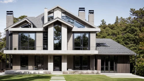 house shape,timber house,frame house,slate roof,modern architecture,modern house,metal roof,geometric style,folding roof,architectural style,two story house,danish house,new england style house,cubic house,wooden house,lattice windows,inverted cottage,symmetrical,garden elevation,residential house,Architecture,General,Modern,Mid-Century Modern