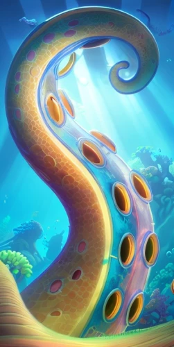 sea snake,nematode,sea eel,dna helix,tentacle,helix,squid rings,ringed-worm,eel,tentacles,sand eel,mitochondrion,amphiprion,underwater background,cuthulu,sea-life,water snake,mitochondria,under sea,underwater landscape,Common,Common,Cartoon