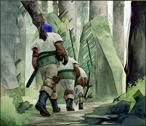 forest workers,patrols,guards of the canyon,hunter's stand,warrior and orc,adventurer,forest man,aa,patrol,quarterstaff,mercenary,barbarian,waldmeister,boba fett,the wanderer,concept art,aaa,grog,castleguard,watercolor arrows,Common,Common,Game