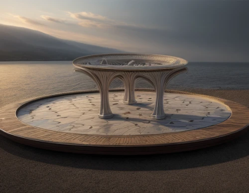 beach furniture,outdoor table,helipad,coffee table,bandstand,sky space concept,cake stand,floating stage,wooden table,wooden mockup,poker table,outdoor furniture,sun dial,conference table,sundial,3d rendering,beer tables,rescue helipad,solar cell base,mobile sundial