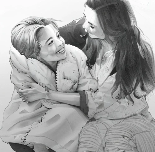 kimjongilia,little girl and mother,mother and daughter,mom and daughter,baby with mom,little angels,little girls,mt seolark,pencil drawing,beautiful photo girls,princesses,two girls,mother with child,the sweetness,children girls,pencil drawings,black and white photo,sister,capricorn mother and child,graphite,Art sketch,Art sketch,Concept