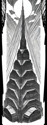 tower of babel,bookplate,chrysler building,obelisk,pyramid,book illustration,kharut pyramid,russian pyramid,metropolis,year of construction 1954 – 1962,titan arum,step pyramid,stalinist skyscraper,skyscraper,the skyscraper,escher,spire,lotus temple,illustration,messeturm