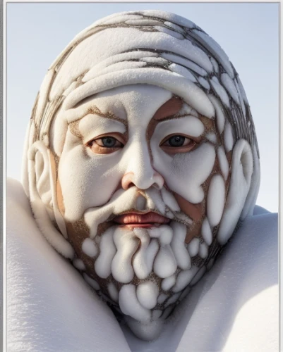 father frost,white beard,dwarf sundheim,genghis khan,poseidon god face,bust of karl,3d model,sculpt,father christmas,snow man,confucius,suit of the snow maiden,middle eastern monk,st claus,sadhu,santa claus,shuanghuan noble,fractalius,dwarf,the face of god,Realistic,Landscapes,Alpine
